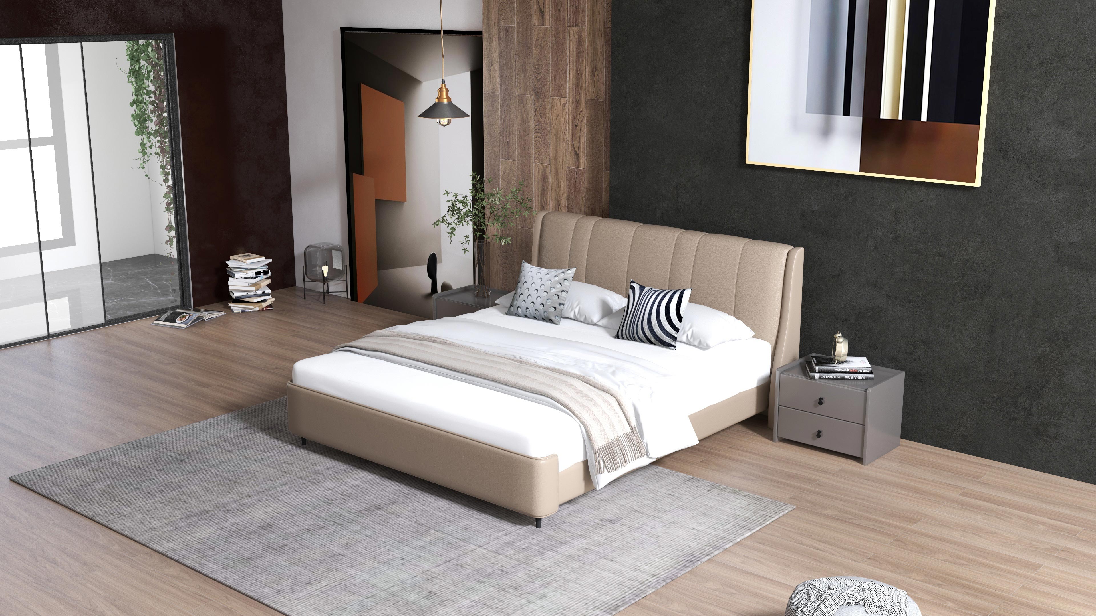 <p><strong>description：</strong></p><p>*bedframe with the 3D slats or motion</p><p>*upholstered in full top grain;</p><p>*the headrest can support your neck and waist perfectly&nbsp;</p><p>*Well matched the mattress and bedding.</p><p><br/></p>